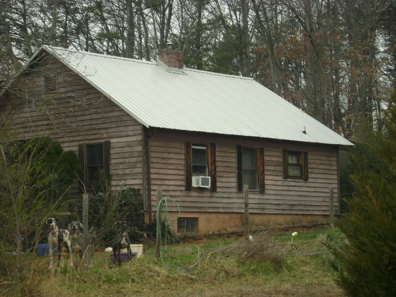 White metal roof on an old wood sided farmhouse, from a Metal Roof Installation job in Wheatland
